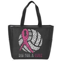 Dig For A Cure Breast Cancer Awareness Volleyball Pink Out Zip Tote Bag