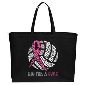 Dig For A Cure Breast Cancer Awareness Volleyball Pink Out Cotton Canvas Jumbo Tote