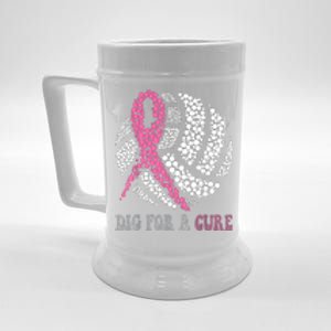 Dig For A Cure Breast Cancer Awareness Volleyball Pink Out Beer Stein