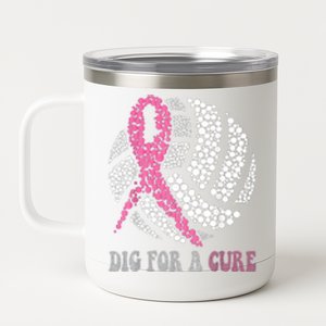 Dig For A Cure Breast Cancer Awareness Volleyball Pink Out 12 oz Stainless Steel Tumbler Cup