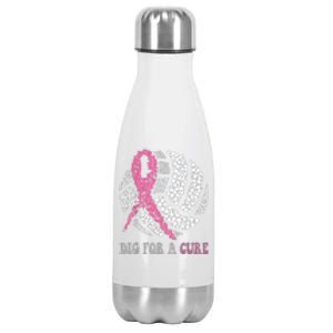 Dig For A Cure Breast Cancer Awareness Volleyball Pink Out Stainless Steel Insulated Water Bottle