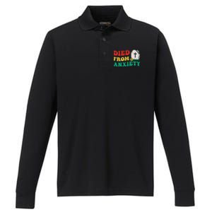 Died From Anxiety Quote Performance Long Sleeve Polo