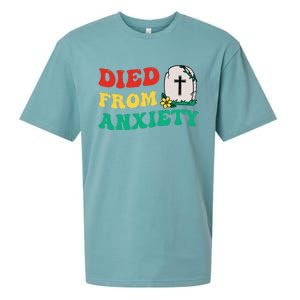 Died From Anxiety Quote Sueded Cloud Jersey T-Shirt