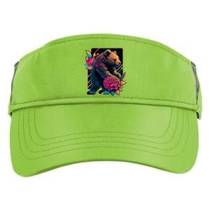 Design Featuring A Bear In Vibrant Neon Colors With A Retro Aesthetic Adult Drive Performance Visor