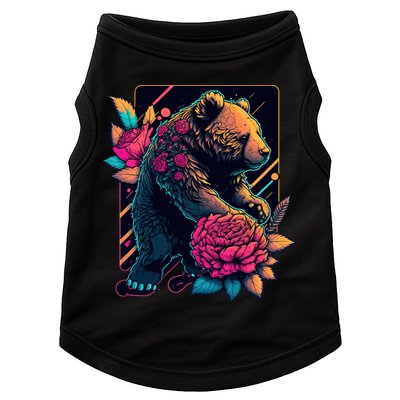 Design Featuring A Bear In Vibrant Neon Colors With A Retro Aesthetic Doggie Tank