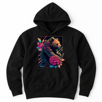 Design Featuring A Bear In Vibrant Neon Colors With A Retro Aesthetic Hoodie