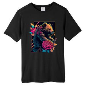 Design Featuring A Bear In Vibrant Neon Colors With A Retro Aesthetic Tall Fusion ChromaSoft Performance T-Shirt