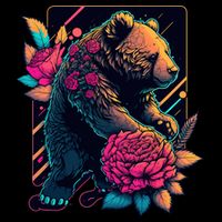 Design Featuring A Bear In Vibrant Neon Colors With A Retro Aesthetic 16 in Basic Backpack