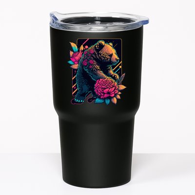 Design Featuring A Bear In Vibrant Neon Colors With A Retro Aesthetic Tumbler