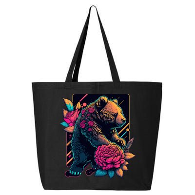 Design Featuring A Bear In Vibrant Neon Colors With A Retro Aesthetic 25L Jumbo Tote