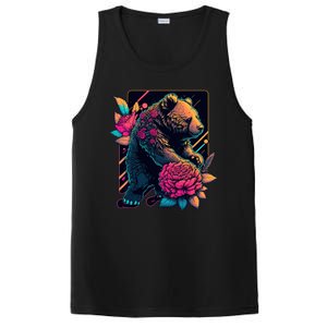 Design Featuring A Bear In Vibrant Neon Colors With A Retro Aesthetic PosiCharge Competitor Tank