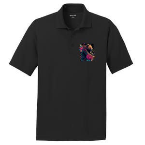 Design Featuring A Bear In Vibrant Neon Colors With A Retro Aesthetic PosiCharge RacerMesh Polo