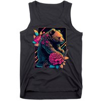 Design Featuring A Bear In Vibrant Neon Colors With A Retro Aesthetic Tank Top