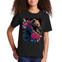 Design Featuring A Bear In Vibrant Neon Colors With A Retro Aesthetic Kids T-Shirt
