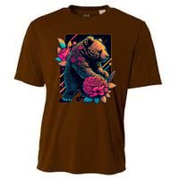 Design Featuring A Bear In Vibrant Neon Colors With A Retro Aesthetic Cooling Performance Crew T-Shirt