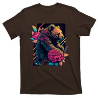 Design Featuring A Bear In Vibrant Neon Colors With A Retro Aesthetic T-Shirt