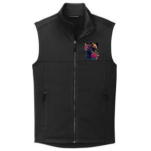 Design Featuring A Bear In Vibrant Neon Colors With A Retro Aesthetic Collective Smooth Fleece Vest