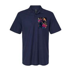 Design Featuring A Bear In Vibrant Neon Colors With A Retro Aesthetic Softstyle Adult Sport Polo