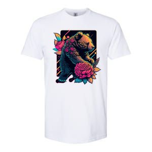 Design Featuring A Bear In Vibrant Neon Colors With A Retro Aesthetic Softstyle CVC T-Shirt