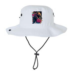 Design Featuring A Bear In Vibrant Neon Colors With A Retro Aesthetic Legacy Cool Fit Booney Bucket Hat