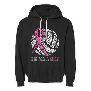 Dig For A Cure Breast Cancer Awareness Volleyball Pink Out Garment-Dyed Fleece Hoodie