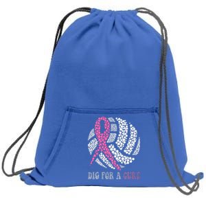 Dig For A Cure Breast Cancer Awareness Volleyball Pink Out Sweatshirt Cinch Pack Bag