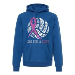 Dig For A Cure Breast Cancer Awareness Volleyball Pink Out Premium Hoodie