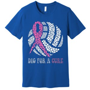 Dig For A Cure Breast Cancer Awareness Volleyball Pink Out Premium T-Shirt