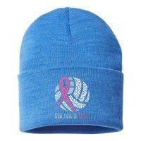 Dig For A Cure Breast Cancer Awareness Volleyball Pink Out Sustainable Knit Beanie