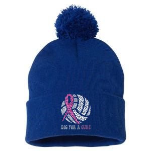 Dig For A Cure Breast Cancer Awareness Volleyball Pink Out Pom Pom 12in Knit Beanie