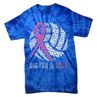 Dig For A Cure Breast Cancer Awareness Volleyball Pink Out Tie-Dye T-Shirt