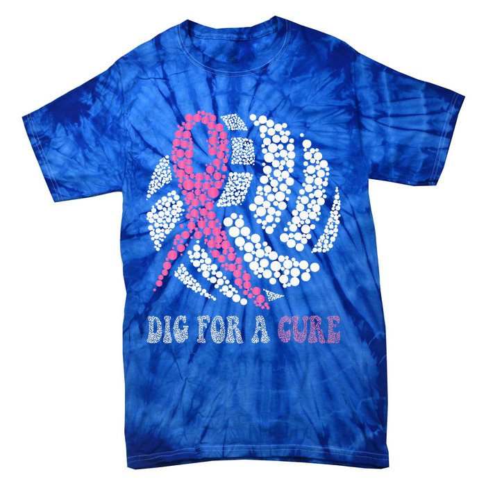 Dig For A Cure Breast Cancer Awareness Volleyball Pink Out Tie-Dye T-Shirt