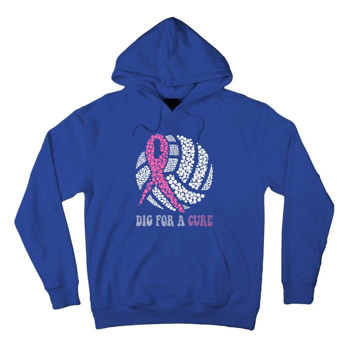 Dig For A Cure Breast Cancer Awareness Volleyball Pink Out Tall Hoodie