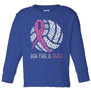 Dig For A Cure Breast Cancer Awareness Volleyball Pink Out Toddler Long Sleeve Shirt