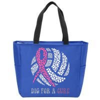 Dig For A Cure Breast Cancer Awareness Volleyball Pink Out Zip Tote Bag