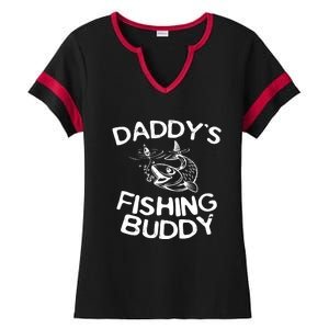 Daddys Fishing Buddy Fisherman Ladies Halftime Notch Neck Tee