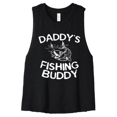 Daddys Fishing Buddy Fisherman Women's Racerback Cropped Tank