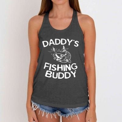 Daddys Fishing Buddy Fisherman Women's Knotted Racerback Tank