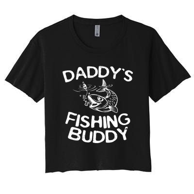 Daddys Fishing Buddy Fisherman Women's Crop Top Tee