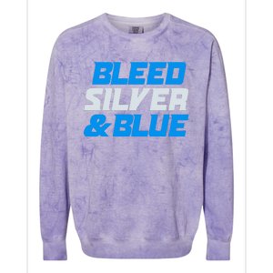 Detroit Football Bleed Silver & Blue Colorblast Crewneck Sweatshirt