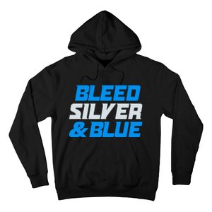 Detroit Football Bleed Silver & Blue Hoodie