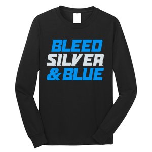 Detroit Football Bleed Silver & Blue Long Sleeve Shirt