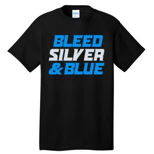 Detroit Football Bleed Silver & Blue Tall T-Shirt