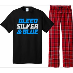 Detroit Football Bleed Silver & Blue Pajama Set