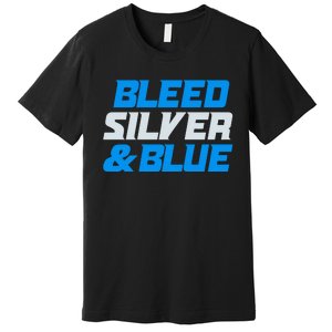 Detroit Football Bleed Silver & Blue Premium T-Shirt