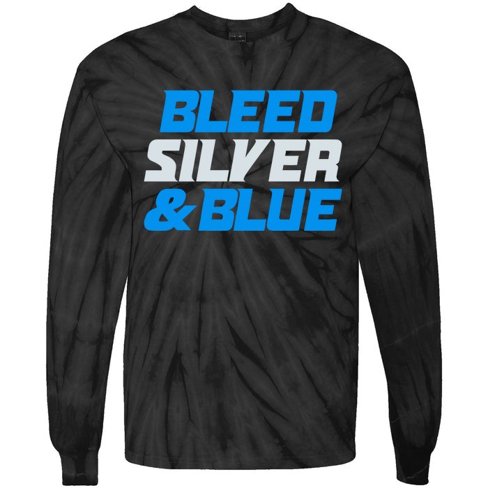 Detroit Football Bleed Silver & Blue Tie-Dye Long Sleeve Shirt