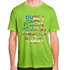 Dude! Fish! Bass American Flag Tee Cool Gift Adult ChromaSoft Performance T-Shirt