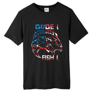 Dude! Fish! Bass American Flag Tee Cool Gift Tall Fusion ChromaSoft Performance T-Shirt