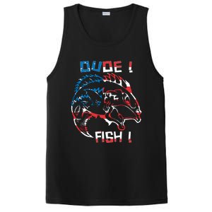 Dude! Fish! Bass American Flag Tee Cool Gift PosiCharge Competitor Tank