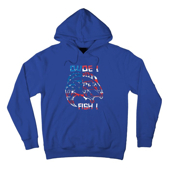 Dude! Fish! Bass American Flag Tee Cool Gift Hoodie